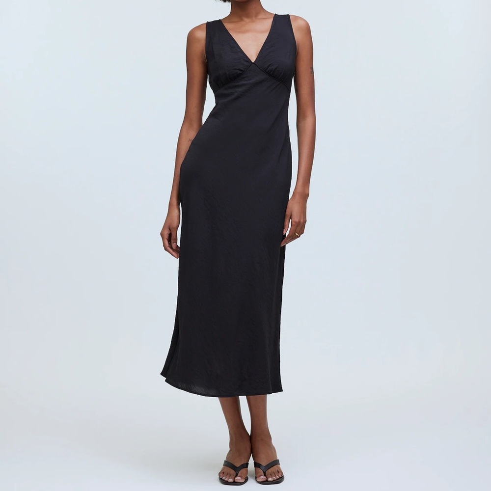 Madewell The Ariana Sleeveless Midi Dress in Black